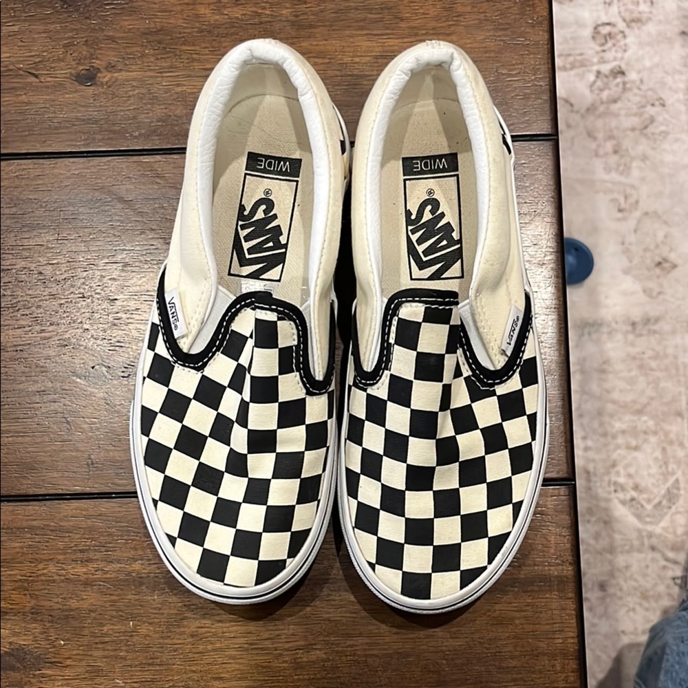 Vans Kids Checkerboard Slip-On Shoes - Black and White